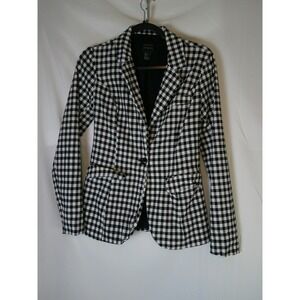 Forever 21 Contemporary Womens Small Black White Gingham Checkered Blazer Jacket
